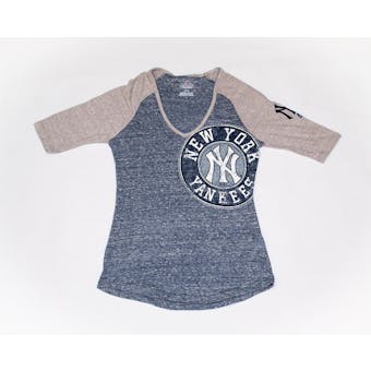 New York Yankees Majestic Heather Navy League Excellence Scoop Tee Shirt (Womens M)