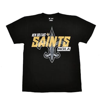 New Orleans Saints Majestic Black Component Tee Shirt (Adult Medium)