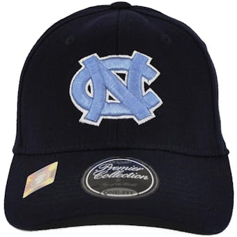 North Carolina Tar Heels Top Of The World Premium Collection Navy One Fit Flex Hat (Adult One Size)