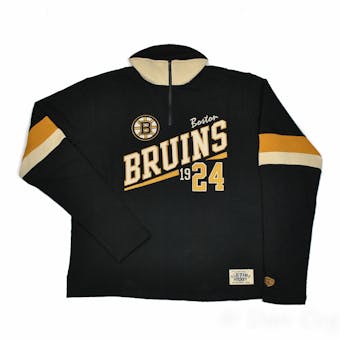 Boston Bruins Old Time Hockey Christopher Black Crew Neck Quarter Zip Fleece (Adult XL)