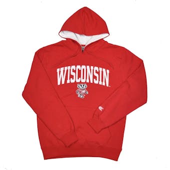 Wisconsin Badgers Colosseum Red Zone Pullover Fleece Hoodie (Adult L)