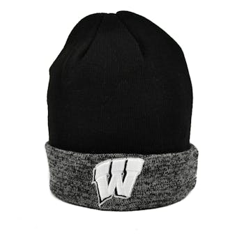 Wisconsin Badgers Top Of The World Black & Gray Quasi Cuffed Knit Hat (Adult One Size)