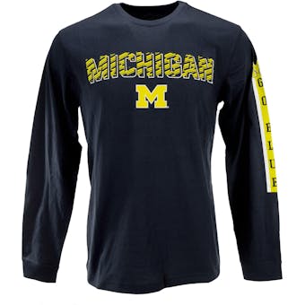 Michigan Wolverines Colosseum Navy Surge Long Sleeve Tee Shirt (Adult S)