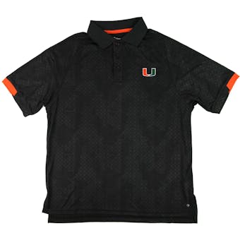 Miami Hurricanes Colosseum Black Gridlock Chiliwear Performance Polo Shirt (Adult M)