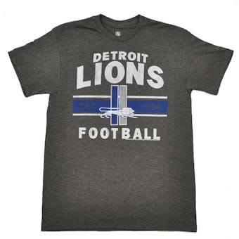 Detroit Lions Junk Food Charcoal Vintage Team Arch Dual Blend Tee Shirt (Adult L)
