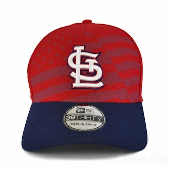 St. Louis Cardinals New Era Red 39Thirty Stars & Stripes Flex Fit Hat (Adult L/XL)