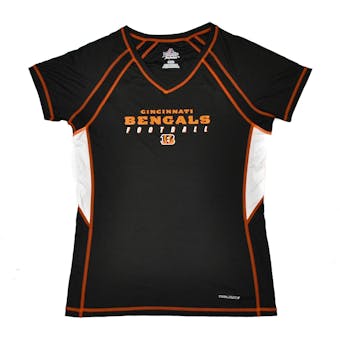 Cincinnati Bengals Majestic Black DL IV Performance V-Neck Tee Shirt (Womens L)