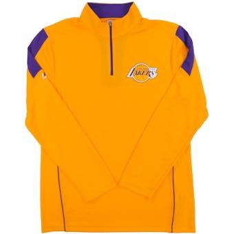 Los Angeles Lakers Majestic Yellow Gold Status Inquiry Performance 1/4 Zip Long Sleeve (Adult M)