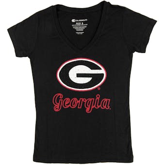 Georgia Bulldogs Colosseum Womens Black Vegas V-Neck Tee Shirt