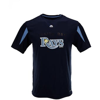 Tampa Bay Rays Majestic Navy Crowding The Plate Performance Tee Shirt (Adult M)