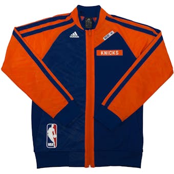New York Knicks Adidas Blue On Court Warm Up Performance Jacket (Adult S)