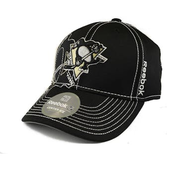 Pittsburgh Penguins Reebok Black Draft Cap Fitted Hat (Adult L/XL)