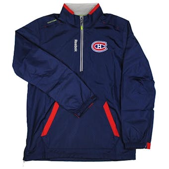 Montreal Canadiens Reebok Center Ice Navy Hot Jacket 1/4 Zip Performance Pullover (Adult L)