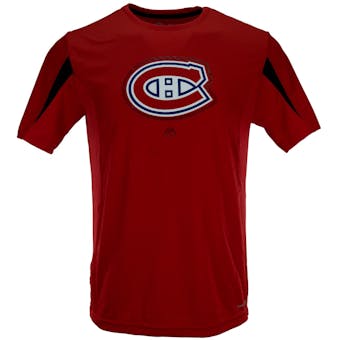 Montreal Canadiens Majestic Red Chip Pass Performance Synthetic Tee Shirt (Adult L)