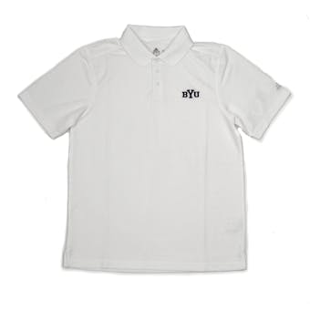 BYU Cougars Adidas White Climalite Performance Polo (Adult L)