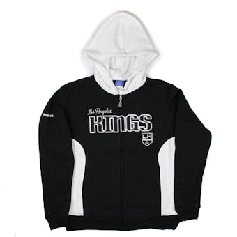 Los Angeles Kings Reebok Black & White Full Zip Fleece Hoodie (Womens L)