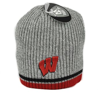 Wisconsin Badgers Top Of The World Gray Fog Uncuffed Knit Hat (Adult One Size)