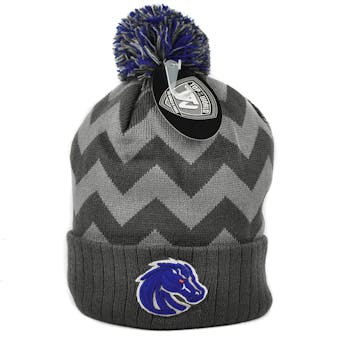 Boise State Broncos Top Of The World Gray Chevron Cuffed Pom Knit Hat (Adult One Size)