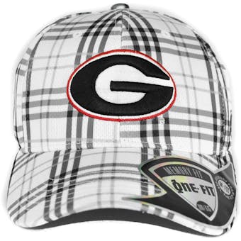 Georgia Bulldogs Top Of The World Flux Plaid Grey & White One Fit Flex Hat (Adult One Size)