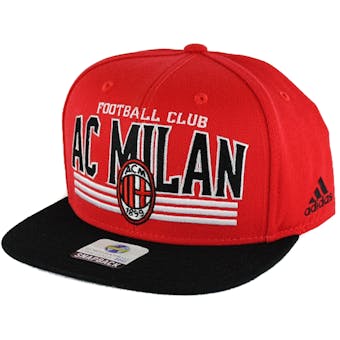 A.C. Milan Adidas Soccer Red Flat Brim Snapback Hat (Adult One Size)