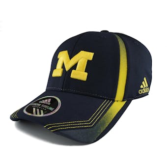 Michigan Wolverines Football Adidas Structured Flex Navy Fitted Hat (Adult L/XL)