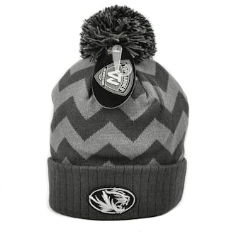 Missouri Tigers Top Of The World Gray Chevron Cuffed Pom Knit Hat (Adult One Size)