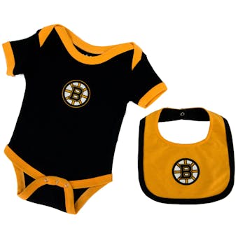 Boston Bruins Old Time Hockey Knick Knack Black Infant Bodysuit Bib Set (Infant 6M)