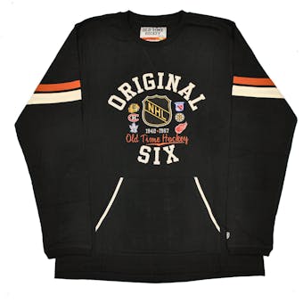 NHL Original 6 Logo Old Time Hockey Cobron Black & Ochre Long Sleeve Tee Shrit