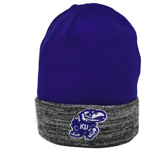 Kansas Jayhawks Top Of The World Blue & Gray Quasi Cuffed Knit Hat (Adult One Size)