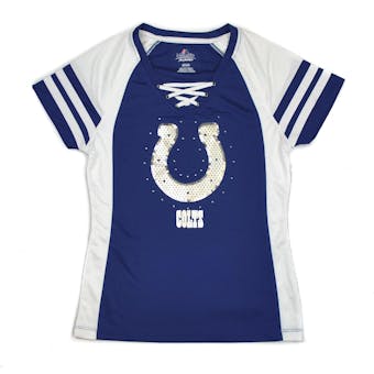 Indianapolis Colts Majestic Blue Draft Me VII V-Neck Lace Up Tee Shirt (Womens M)