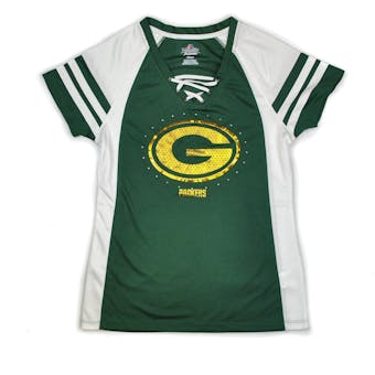 Green Bay Packers Majestic Green Draft Me VII V-Neck Lace Up Tee Shirt