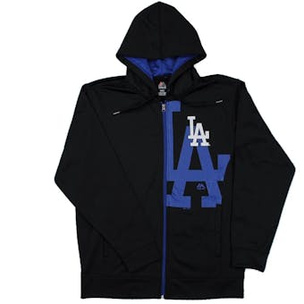 Los Angeles Dodgers Majestic Black Bring It Home Full Zip Fleece Hoodie (Adult M)