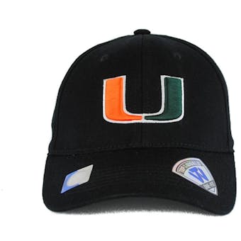 Miami Hurricanes Top Of The World Premium Collection Black One Fit Flex Hat (Adult One Size)