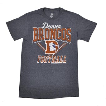 Denver Broncos Junk Food Heather Navy Gridiron Tee Shirt (Adult L)