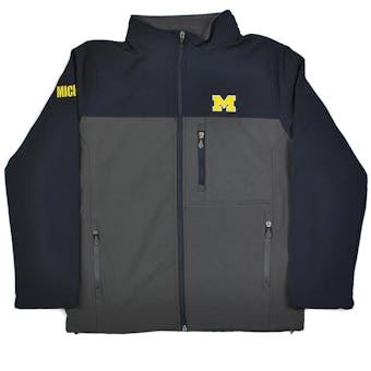 Michigan Wolverines Colosseum Navy & Grey Yukon II Softshell Full Zip Jacket