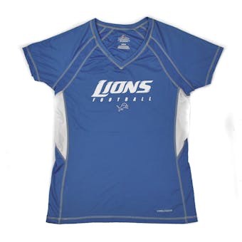 Detroit Lions Majestic Blue DL IV Performance V-Neck Tee Shirt (Womens M)