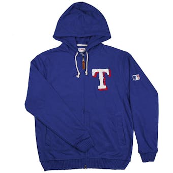 Texas Rangers Majestic Royal Blue Clubhouse Full Zip Fleece Hoodie (Adult L)