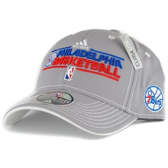 Philadelphia 76ers Adidas NBA Official Practice Grey Climalite Flex Fit Hat (Adult L/XL)