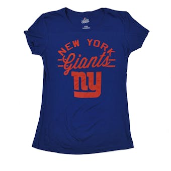 New York Giants Majestic Blue Forward Progress III Tee Shirt (Womens L)