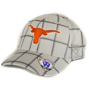 Texas Longhorns Top Of The World Fuse Plaid Grey & Orange One Fit Flex Hat (Adult One Size)
