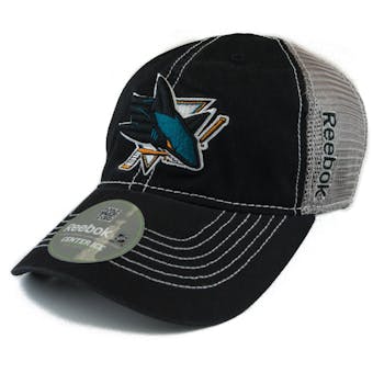 San Jose Sharks Reebok Black/Grey Cotton Cap Fitted Hat (Adult S/M)