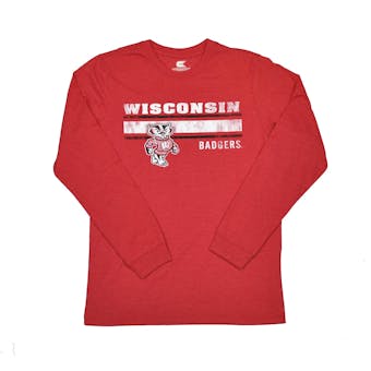 Wisconsin Badgers Colosseum Red Warrior Long Sleeve Tee Shirt (Adult M)