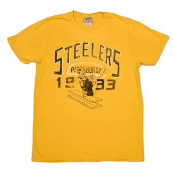 Pittsburgh Steelers Junk Food Yellow Kick Off Vintage Tee Shirt (Adult M)