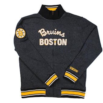 Boston Bruins Reebok CCM Heather Grey Fleece Track Jacket (Adult S)