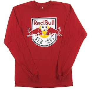 New York Red Bulls Adidas Shield Logo Red L/S Tee Shirt (Adult L)