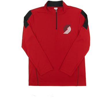 Portland Trail Blazers Majestic Red Status Inquiry Performance 1/4 Zip Long Sleeve
