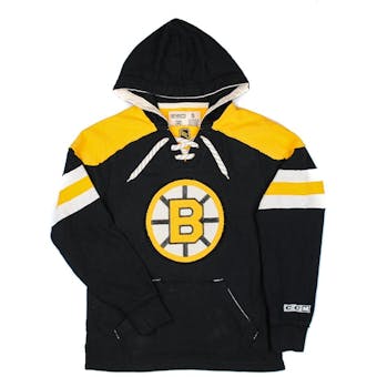 Boston Bruins CCM Reebok Black Lace Up Fleece Jersey Hoodie (Adult S)