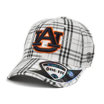Auburn Tigers Top Of The World Flux Plaid Grey & White One Fit Flex Hat (Adult One Size)