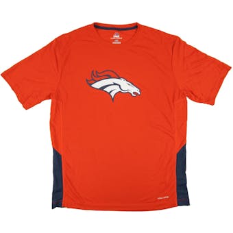 Denver Broncos Majestic Orange Swift Pass Cool Base Performance Tee Shirt (Adult L)