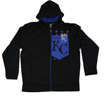 Kansas City Royals Majestic Black Bring It Home Full Zip Fleece Hoodie